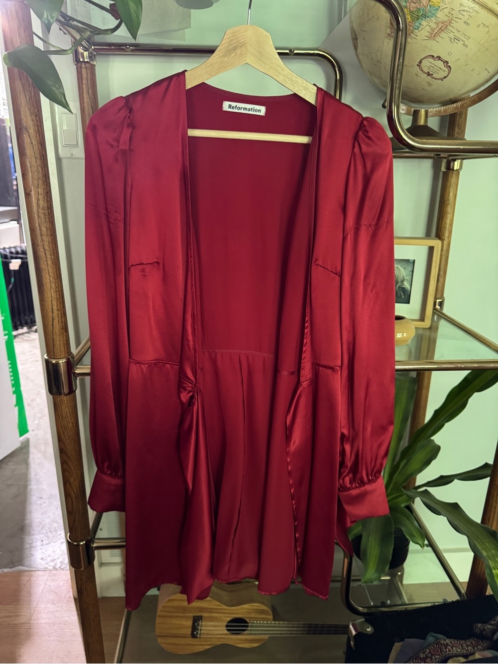 Reformation Red Satin Duster